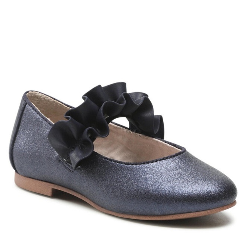 Size 7.5 Toddler Mayoral Glittery Blue Dress Shoes with Ruffle